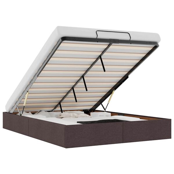 vidaXL Ottoman r&uacute;mgrind &aacute;n d&yacute;nu D&ouml;kkbr&uacute;nt 140x200 cm Efni