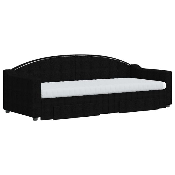 vidaXL Svefns&oacute;fi me&eth; Hj&oacute;lapl&ouml;tu og Sk&uacute;ffum Svartur 80x200 cm Efni