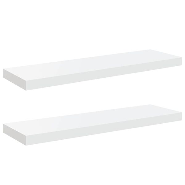 vidaXL Vegghengdar Hillur 2 stk. H&aacute;glans Hv&iacute;tar 80x23,5x3,8 cm MDF