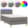 vidaXL H&oacute;lfa&eth; Springr&uacute;m me&eth; D&yacute;nu&LED D&ouml;kkgr&aacute;tt 100x200cm Tauefni