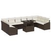 vidaXL S&oacute;fasett me&eth; p&uacute;&eth;i 11 pcs Br&uacute;nn og Rj&oacute;ma p&oacute;l&yacute;rattan