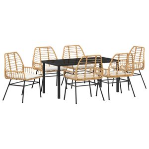 vidaXL Garður borðsett 7 pcs Brúnn pólýrattan