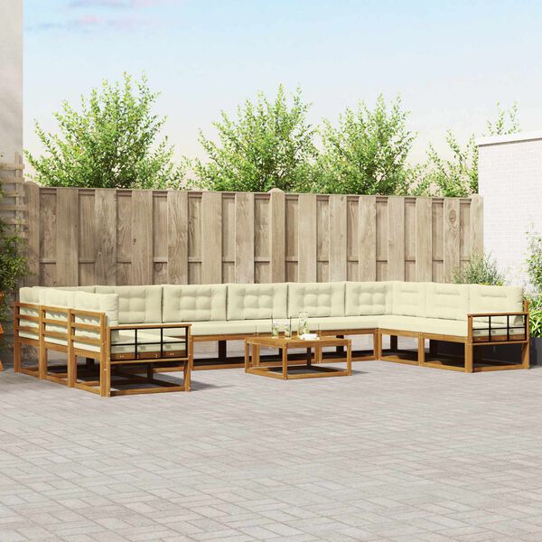 vidaXL &Uacute;ti s&oacute;fasett me&eth; p&uacute;&eth;i 11 pcs N&aacute;tt&uacute;rulegt og Krem