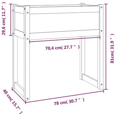 vidaXL gróðursett Honey Brown 78x40x81 cm Solid Wood Furu