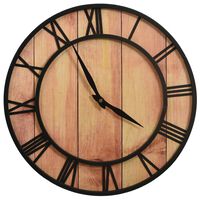 325172 vidaXL Wall Clock 39 cm Brown and Black MDF and Iron