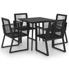 vidaXL 5 Parta &Uacute;tibor&eth;stofusett PVC Rattan Svart