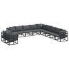 vidaXL Gar&eth;s&oacute;fa sett me&eth; p&uacute;&eth;i 11 pcs Svartur &Aacute;l
