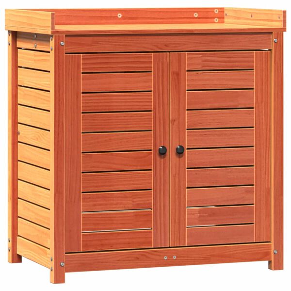 vidaXL Umpottunarborð með Hillum Brúnt 82,5x50x86,5 cm Gegnheil Fura