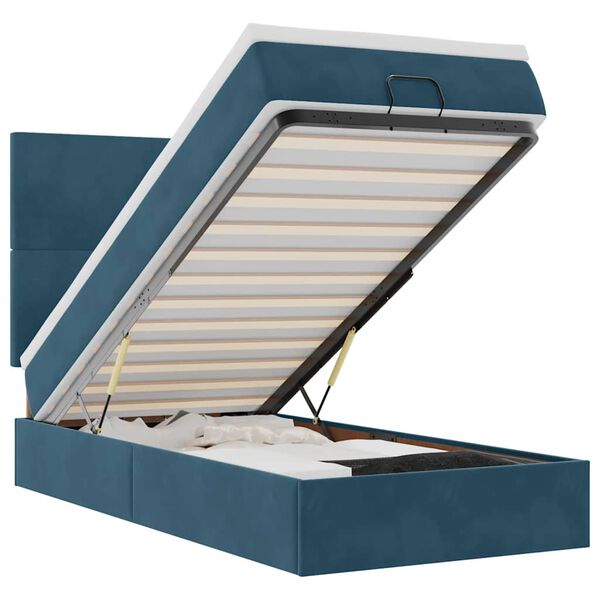 vidaXL Ottoman r&uacute;mgrind me&eth; d&yacute;num D&ouml;kkbl&aacute;r 100x200cm Flauel