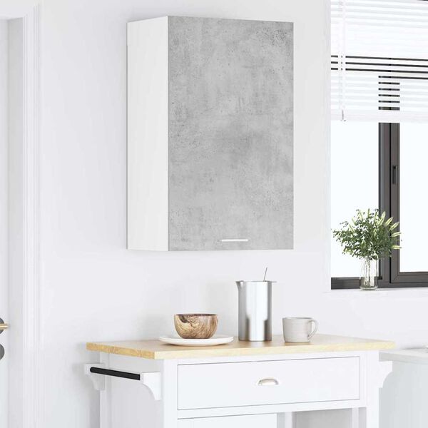 vidaXL Vegghengdur sk&aacute;pur Steinsteypa gr&aacute; og hv&iacute;t 50 x 31 x 80 cm