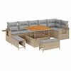 vidaXL Gar&eth;s&oacute;fa sett me&eth; p&uacute;&eth;i 11 pcs Beige og lj&oacute;sgr&aacute;r p&oacute;l&yacute;rattan