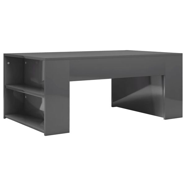 802119 vidaXL Coffee Table High Gloss Grey 100x60x42 cm Chipboard
