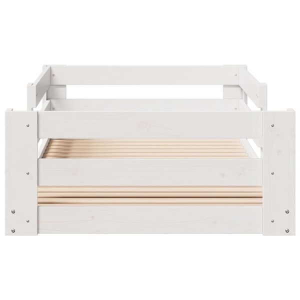 vidaXL R&uacute;mgrind &aacute;n D&yacute;nu Hv&iacute;t 90x200 cm Gegnheil Fura