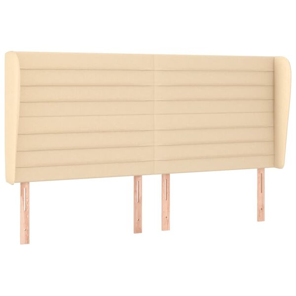 vidaXL Höfðagafl með Eyrum 203x23x118/128 cm Rjómahvít Efni