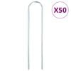 vidaXL Jar&eth;h&aelig;lar U-laga 50 stk 20x3,5 cm Galvanh&uacute;&eth;a&eth; St&aacute;l