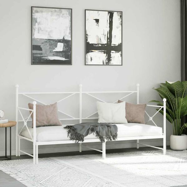 vidaXL Daybed me&eth; r&uacute;llu &aacute;n d&yacute;nu Hv&iacute;tt 80x200 cm St&aacute;l