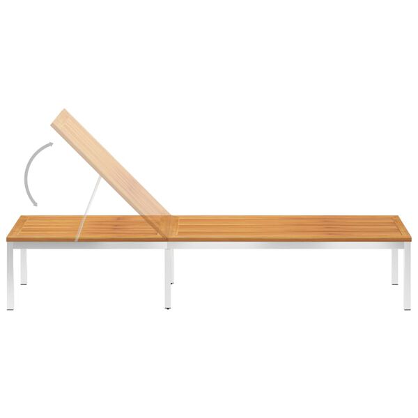 vidaXL S&oacute;lbekkur Gegnheill Akas&iacute;uvi&eth;ur og Ry&eth;fr&iacute;tt St&aacute;l