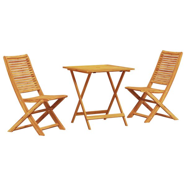 vidaXL Folding bistro sett 3 pcs Brúnn Gegnheill akasíuviður
