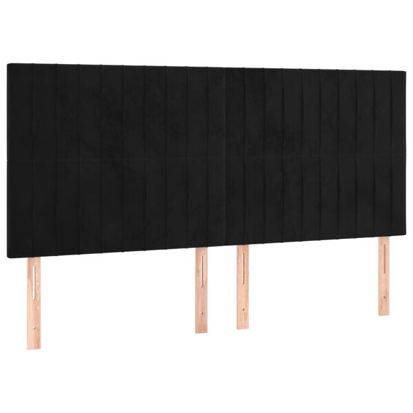 vidaXL LED h&ouml;fu&eth;gafl Svart 200x5x118/128 cm Flauel