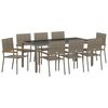 vidaXL Gar&eth;ur bor&eth;sett 9 pcs Gr&aacute;r p&oacute;l&yacute;rattan