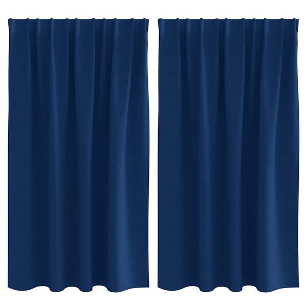 vidaXL Svartgard&iacute;nur me&eth; hringjum 2 pcs D&ouml;kkbl&aacute;r 140 x 140 cm