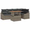 vidaXL Gar&eth;s&oacute;fa sett me&eth; geymslu 6 pcs Gr&aacute;r Poly rattan