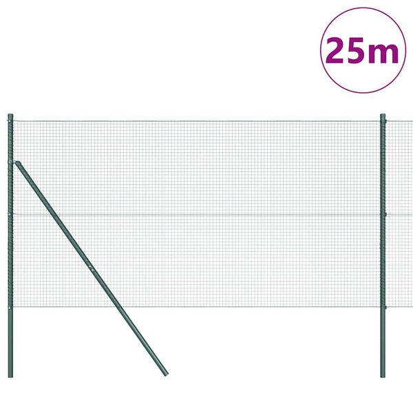 vidaXL Gir&eth;ingarp&oacute;stur Gr&aelig;nn 25 x 1,2 m (19 x 19 mm net) St&aacute;l og PVC