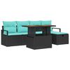 vidaXL Gar&eth;s&oacute;fa sett me&eth; p&uacute;&eth;i me&eth; geymslu 6 pcs Svartur p&oacute;l&yacute;rattan
