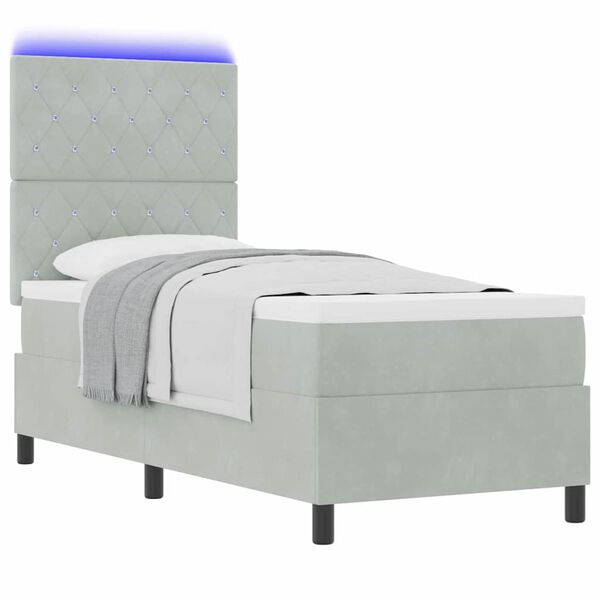 vidaXL LED Box Spring R&uacute;m me&eth; d&yacute;nu Lj&oacute;sgr&aacute;r 80 x 200 cm d&uacute;kur
