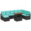 vidaXL Gar&eth;s&oacute;fa sett me&eth; p&uacute;&eth;i me&eth; geymslu 9 pcs Svartur p&oacute;l&yacute;rattan
