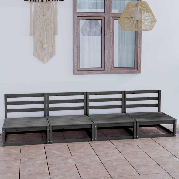 vidaXL 4 S&aelig;ta Gar&eth;s&oacute;fi Gr&aacute;r Gegnheil Fura