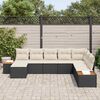 vidaXL Garðsófa sett með púði 8 pcs Svartur Poly rattan