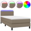 vidaXL H&oacute;lfa&eth; Springr&uacute;m me&eth; D&yacute;nu og LED M&oacute;gr&aacute;r 90x190cm Tauefni