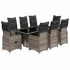 vidaXL 9 Hluta B&iacute;str&oacute;sett me&eth; Sessum Gr&aacute;tt P&oacute;l&yacute;rattan