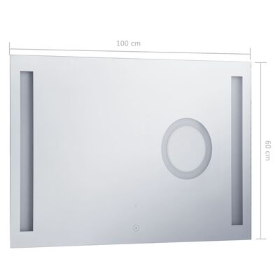 144741 vidaXL Bathroom LED Wall Mirror with Touch Sensor 100x60 cm