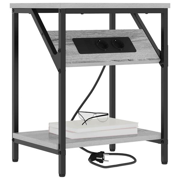 vidaXL Noat&ouml;flu sk&aacute;pur Gr&aacute;r Sonoma 38 x 30 x 48 cm Samsettur vi&eth;ur