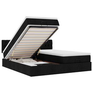 vidaXL Ottoman r&uacute;mgrind me&eth; d&yacute;num Svartur 200x200cm Efni