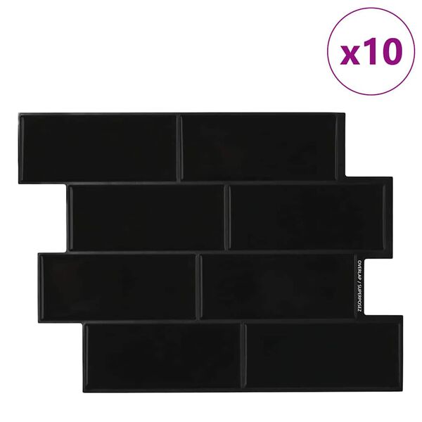 vidaXL Subway fl&iacute;s 10 pcs Svartur 29 x 21 cm P&oacute;l&yacute;&uacute;retan og PET