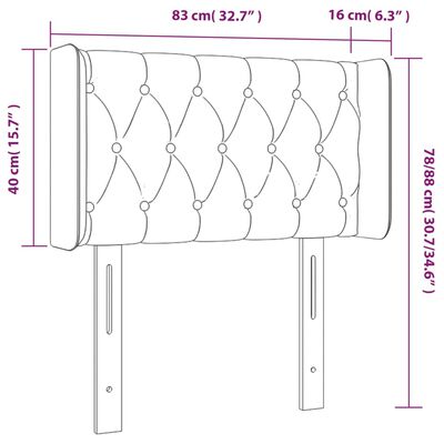 vidaXL Höfðagafl með Eyrum 83x16x78/88 cm Dökkgrátt Flauel