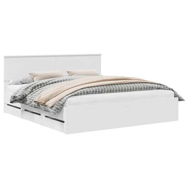 vidaXL Ramsv&iacute;k me&eth; sk&uacute;ffu Hv&iacute;tt 200 x 200 cm Verkfr&aelig;&eth;ilegt tr&eacute;