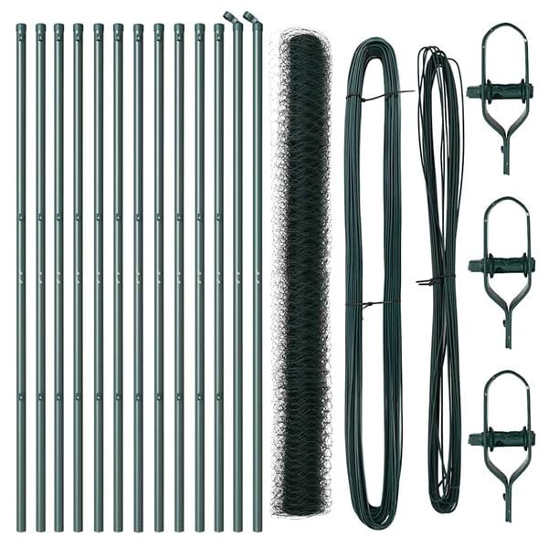 vidaXL Gir&eth;ingarp&oacute;stur Gr&aelig;nn 25 x 1,5 m (36 mm net) St&aacute;l