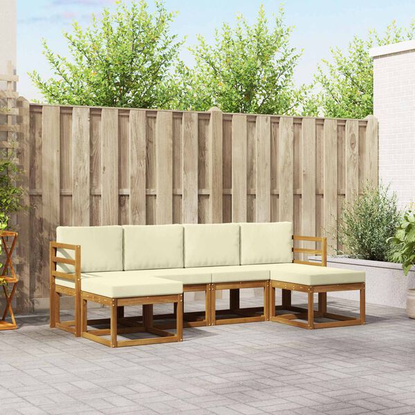 vidaXL &Uacute;ti s&oacute;fasett me&eth; p&uacute;&eth;i 6 pcs N&aacute;tt&uacute;rulegt og Krem Samsettur vi&eth;ur