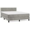 vidaXL H&oacute;lfa&eth; Springr&uacute;m me&eth; D&yacute;nu Lj&oacute;sgr&aacute;tt 140x190 cm Flauel