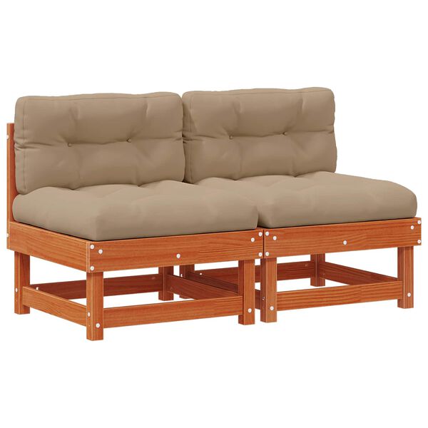 vidaXL Gar&eth;asofa Mi&eth;ja Mass&iacute;ft furuvi&eth; VaxBr&uacute;nn