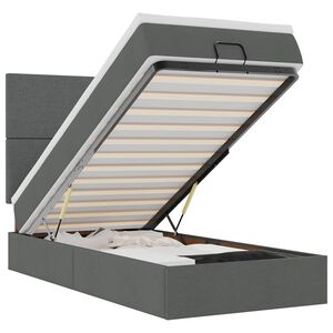 vidaXL Ottoman r&uacute;m me&eth; d&yacute;nu & LED d&ouml;kkgr&aacute;um 90x200 cm Efni