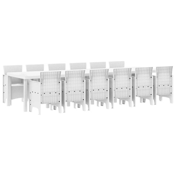vidaXL Garður borðsett 13 pcs Hvítt Polt rattan