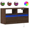 vidaXL Veggfestur Sj&oacute;nvarpssk&aacute;pur me&eth; LED lj&oacute;sum Br&uacute;n eik 80x31x45 cm