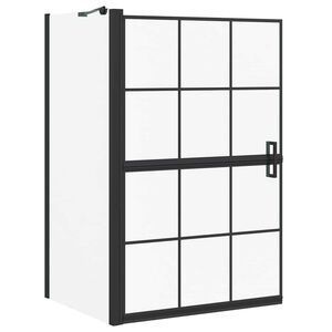 vidaXL Baðsturtuskjár Svartur og gegnheill 116 x 68 x 128 cm