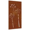 vidaXL Veggskreyting &iacute; Gar&eth;inn 105x55 cm Corten St&aacute;l Bl&oacute;mah&ouml;nnun