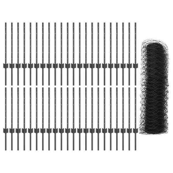 vidaXL Gir&eth;ing me&eth; p&oacute;st Gr&aacute;r 0,6 x 100 m St&aacute;l og PVC